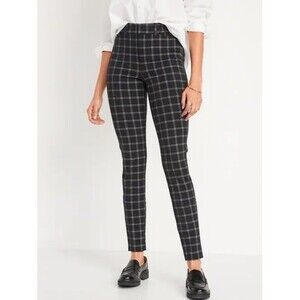 Old Navy High Rise Pixie Pant Black Windowpane Plaid Women's Size 4 NWT